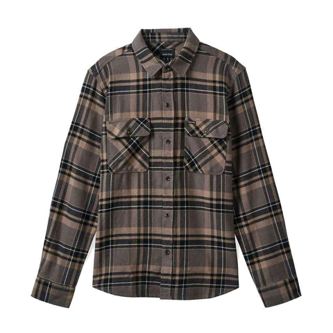 Brixton Bowery L/S Flannel - Charcoal/Black/Cinder Grey