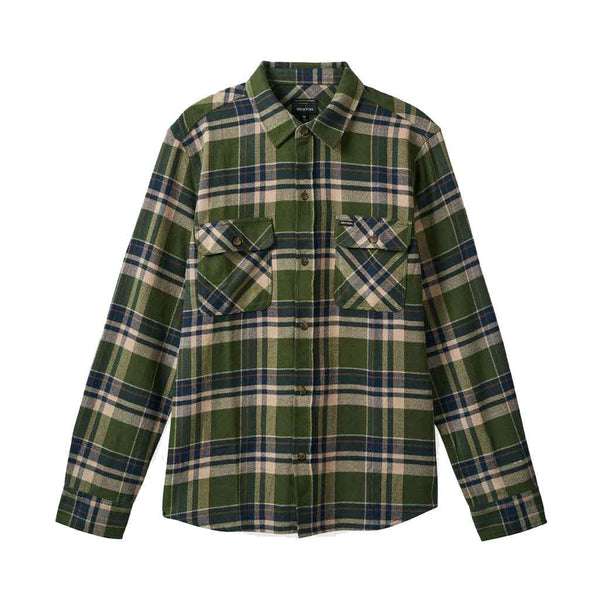 Brixton Bowery L/S Flannel -  Cypress Green/Washed Navy/Whitecap