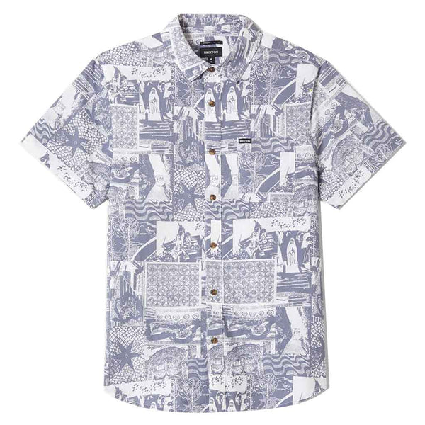 Brixton Charter Print S/S Woven - Navy/White Collage