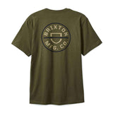 Brixton Crest II S/S Tee - Ivy Green/Sand/Navy Back