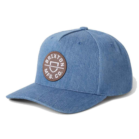 Brixton Crest C MP Snapback - Medium Rinse Denim