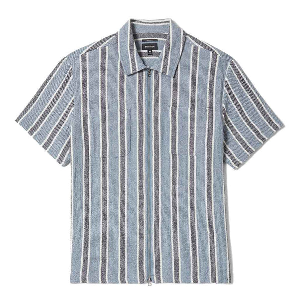 Brixton The Dexter Textured Stripe S/S Woven - Black/Dusty Blue