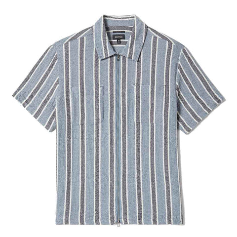 Brixton The Dexter Textured Stripe S/S Woven - Black/Dusty Blue