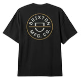 Brixton Crest II S/S Tee - Black/Off White/Copper (Back)