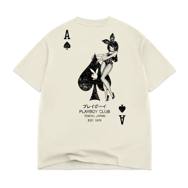 Color Bars x Playboy Ace of Spades Distressed S/S Tee - Off White