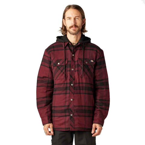 Dickies Quilted Flannel Shirt Jacket - Dark Port/Black Front