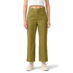 Dickies Women's Cropped Twill Ankle Pant - Rinsed Green