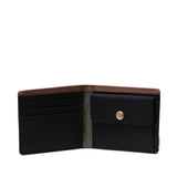 Herschel Roy Coin Wallet -  Black/Four Leaf Clvr/Sddle Brn Opened