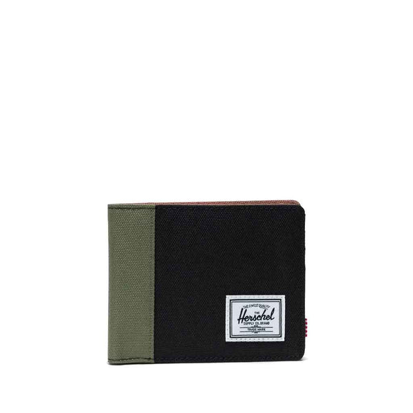 Herschel Roy Coin Wallet -  Black/Four Leaf Clvr/Sddle Brn