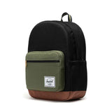 Herschel Pop Quiz Backpack - Black/Four Leaf Clover/Saddle Tan Side
