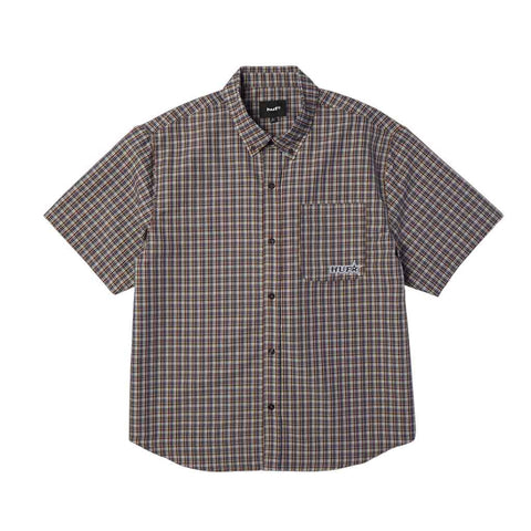 Huf Galaxy Plaid S/S Woven Top - Dark Brown