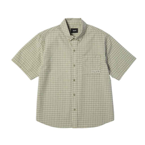 Huf Galaxy Plaid S/S Woven Top - Stone