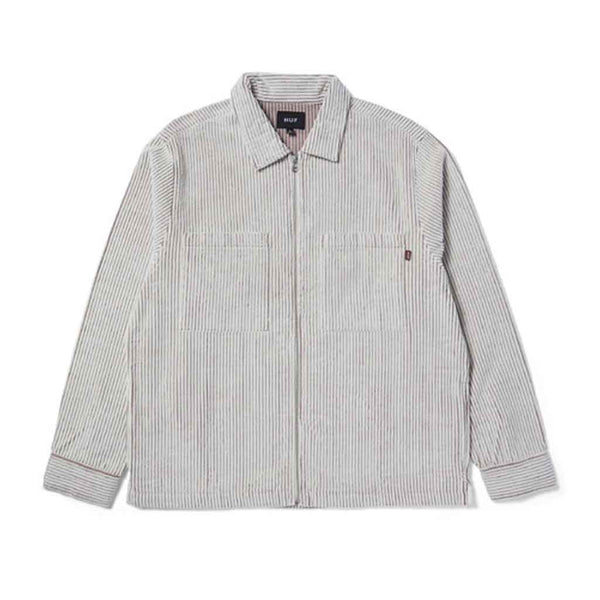 Huf Two Tone Corduroy Zip Shacket - Natural