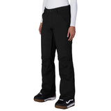 A model wearing black ski pants