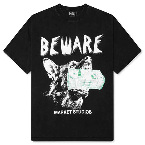 Market Beware My Income S/S Tee - Washed Black