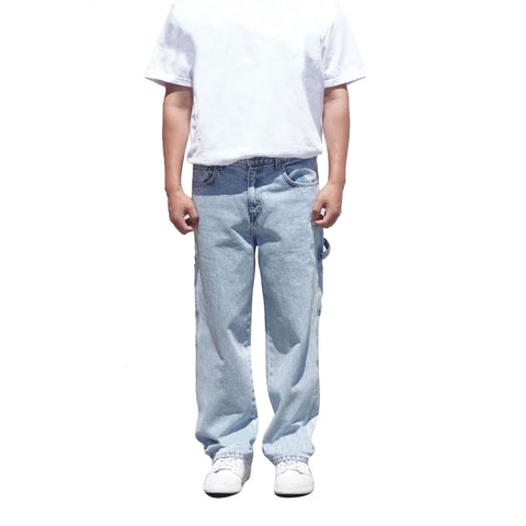 Neo Blue Carpenter Baggy Jeans - Pastel Blue