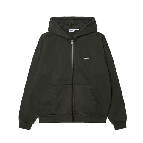 Obey Lowercase Pigment Zip Hoodie - Pirate Black