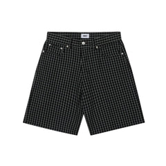 Obey Plaid Baggy Denim Short - Black Multi