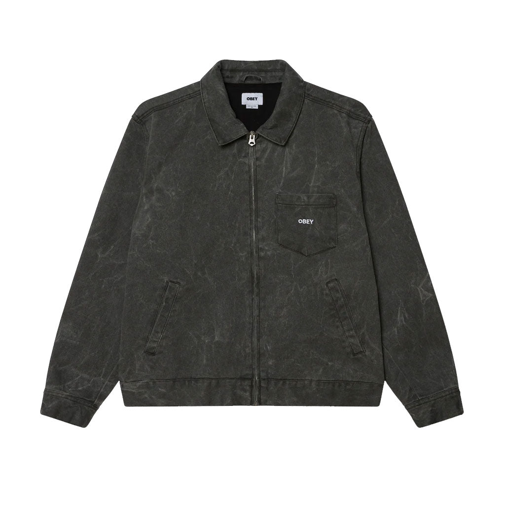 Obey Workman Zip Jacket - Black Wrinkle Wash | Boarders