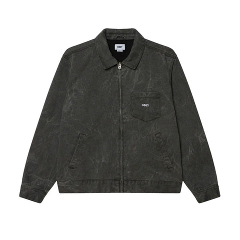 Obey Workman Zip Jacket - Black Wrinkle Wash