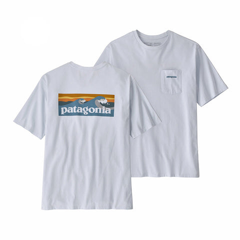 Patagonia Boardshort Logo Pocket Responsibili Tee - WHITE (Back Front)