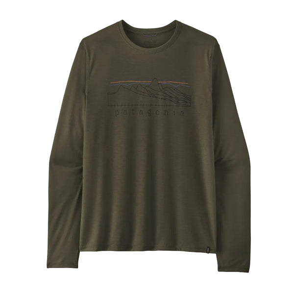 Patagonia L/S Capilene Cool Trail Shirt - Strata Peaks: Basin Green (23711 BSNG) Front