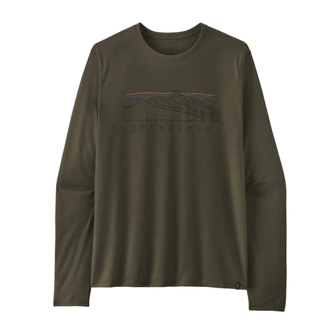 Patagonia L/S Capilene Cool Trail Shirt - Strata Peaks: Basin Green (23711 BSNG) Front