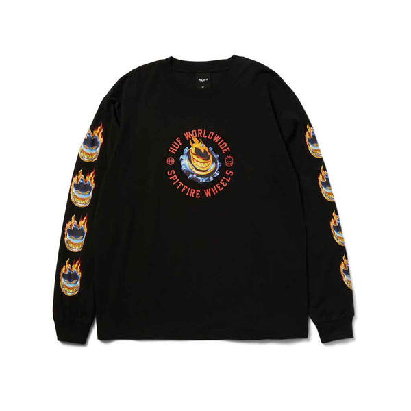 Huf x Spitfire Chrome Head L/S Tee - Black