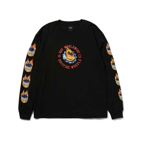 Huf x Spitfire Chrome Head L/S Tee - Black