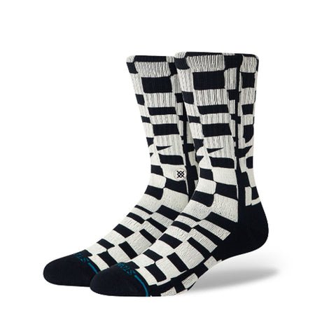Stance Wave Check Crew Sock - Black