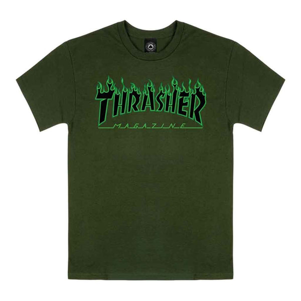 Thrasher Flame Tee - Forest