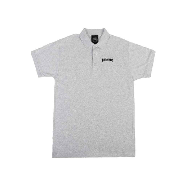 Thrasher Logo Embroidered Polo - Ash Heather