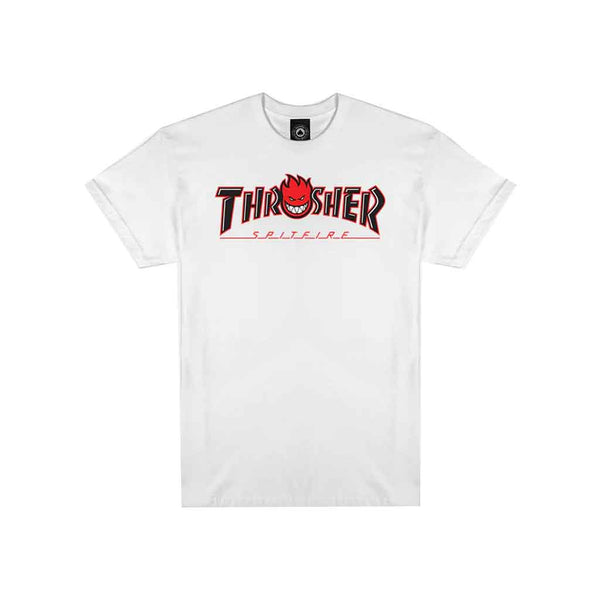 Thrasher x Spitfire Big Head Outline S/S Tee - White