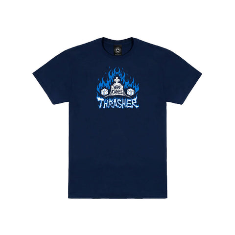 Thrasher Who Cares by Neckface S/S Tee - Navy