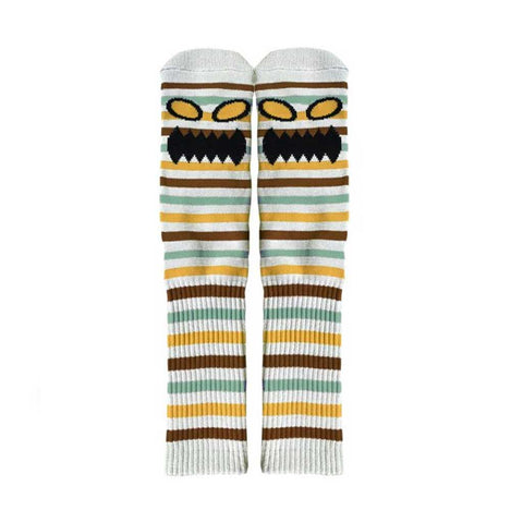 Toy Machine Monster Face Mini Stripes Crew Sock - Brown
