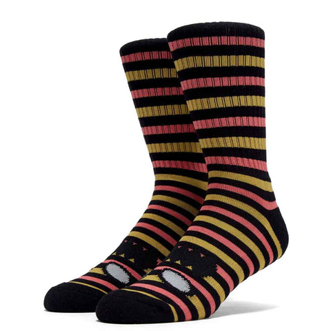 Toy Machine Monster Face Mini Stripes Crew Sock - Black