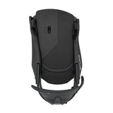 Black snowboard binding on a white background