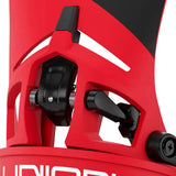 Close-up of a red and black mechanical component with 'UNION' branding.