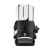 Black and white snowboard binding with 'Contact' branding on a light gray background