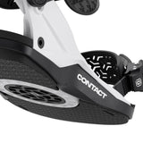 Close-up of a scooter with 'Contact' branding on a white background