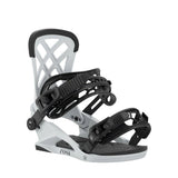 Light Grey and black snowboard binding on a white background