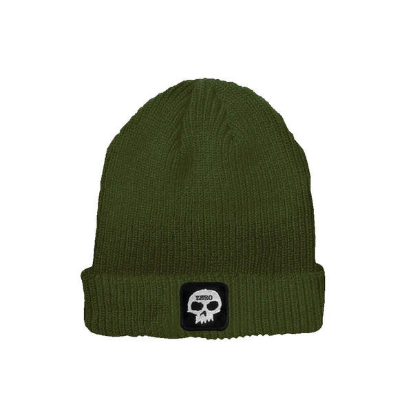 Zero Single Skull Patch Beanie - Olive