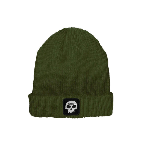 Zero Single Skull Patch Beanie - Olive