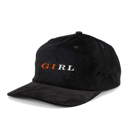 Girl Serif 5 Panel Cord Hat - Black