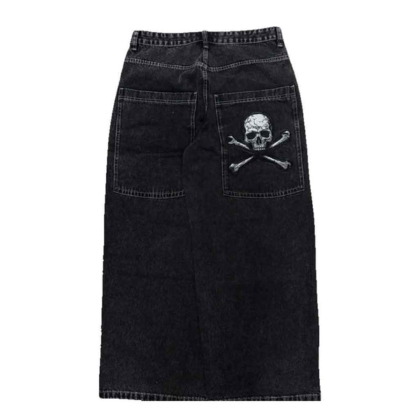Gloe Products Wide Leg - Skull Bones Jeans - Black