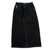 Gloe Products Wide Leg - Skull Cross Jeans - Black Front