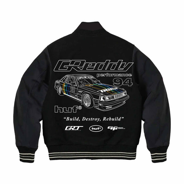 Huf x Greddy Varsity Jacket - Black
