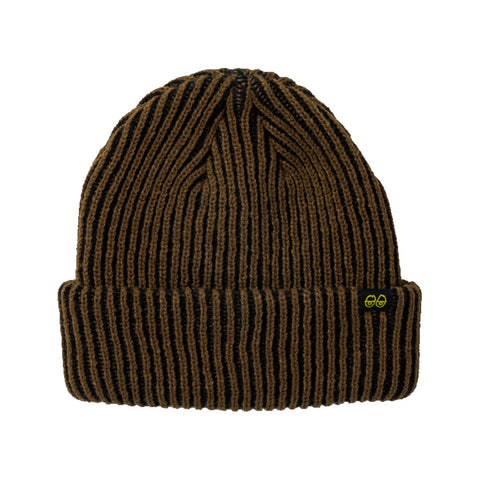 Krooked Eyes Clip Cuff Beanie - Brown/Black