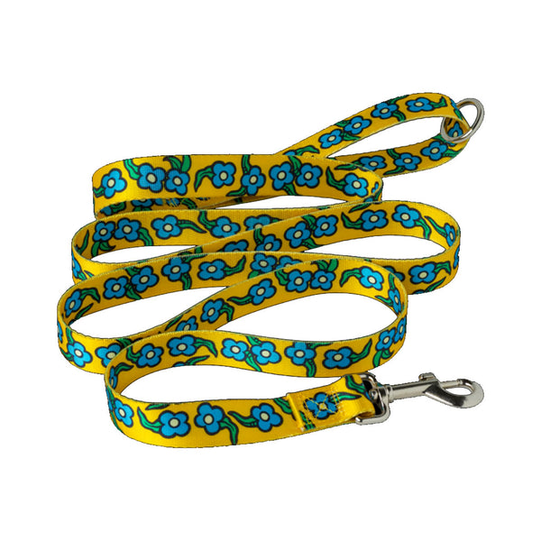 Krooked Flowers Dog Leash - Yellow