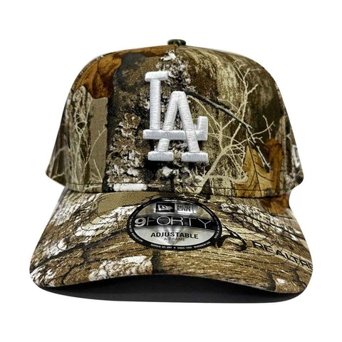 New Era LA Dodgers 940 A-Frame Crown Snapback Hat - Real Tree Camo Front